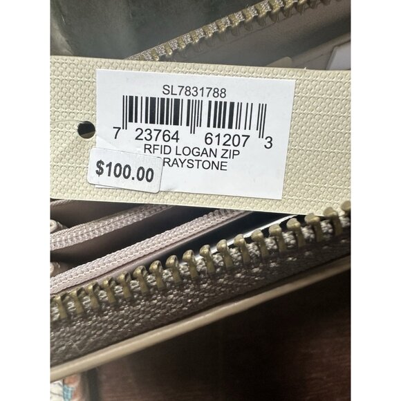 Fossil Logan Wallet RFID Zip Women's Leather Clutch Wristlet Graystone NWT - Picture 7 of 8